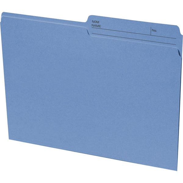 Continental 1/2 Tab Cut Letter Recycled Top Tab File Folder - 8 1/2" (215.90 mm) x 11" (279.40 mm) - 10.5 pt. (3.70 mm) - Blue - Acid Resistant, Eco-friendly, Reversible, Fade Resistant - 100% Recycled - 100 / Box