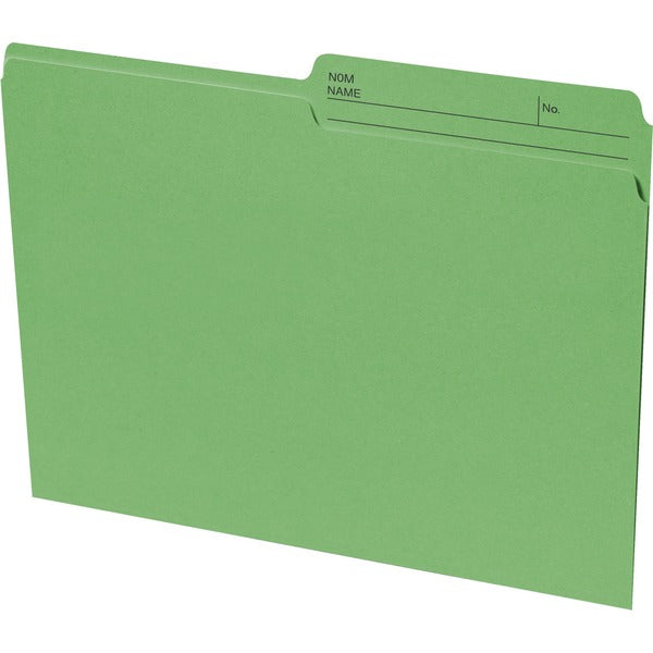 Continental 1/2 Tab Cut Letter Recycled Top Tab File Folder - 8 1/2" (215.90 mm) x 11" (279.40 mm) - Bright Green - 100% Recycled - 100 / Box