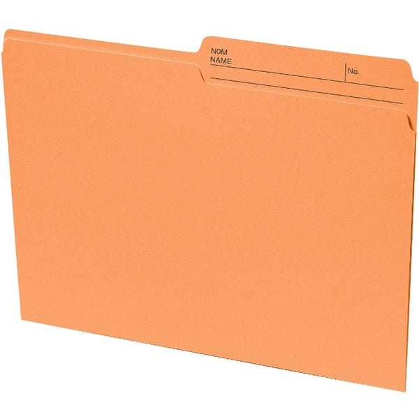 Continental 1/2 Tab Cut Letter Recycled Top Tab File Folder - 8 1/2" (215.90 mm) x 11" (279.40 mm) - 10.5 pt. (3.70 mm) - Orange - 100% Recycled - 100 / Box