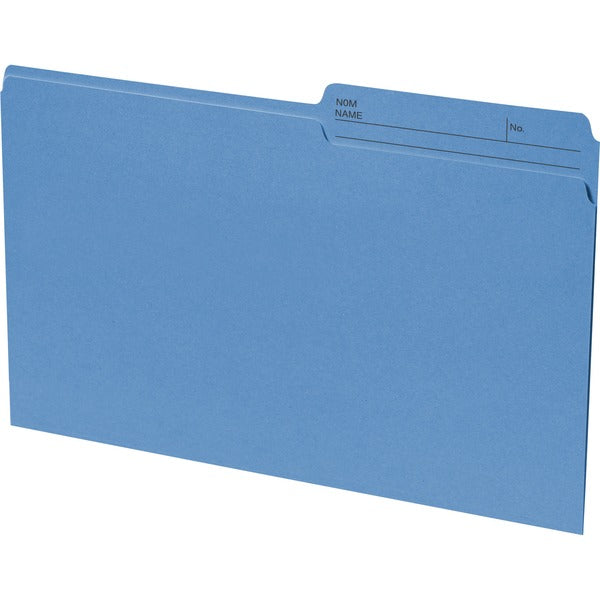 Continental 1/2 Tab Cut Legal Recycled Top Tab File Folder - 8 1/2" (215.90 mm) x 14" (355.60 mm) - 10.5 pt. (3.70 mm) - Blue - Reversible, Fade Resistant, Acid-free - 100% Fiber Recycled - 100 / Box