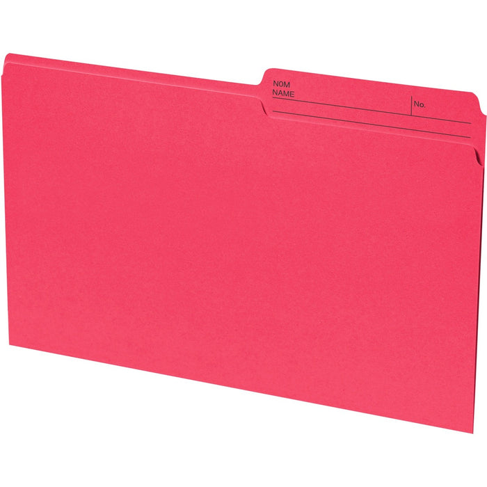 Continental 1/2 Tab Cut Legal Recycled Top Tab File Folder - 8 1/2" (215.90 mm) x 14" (355.60 mm) - 10.5 pt. (3.70 mm) - Red - Reversible, Fade Resistant, Acid-free - 100% Fiber Recycled - 100 / Box