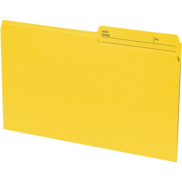 Continental 1/2 Tab Cut Legal Recycled Top Tab File Folder - 8 1/2" x 14" - Yellow - 100% Fiber Recycled - 100 / Box