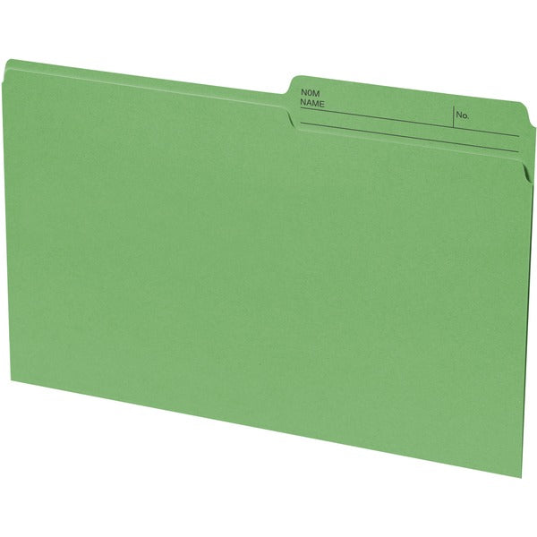 Continental 1/2 Tab Cut Legal Recycled Top Tab File Folder - 8 1/2" (215.90 mm) x 14" (355.60 mm) - 10.5 pt. (3.70 mm) - Bright Green - Eco-friendly, Reversible, Fade Resistant, Acid-free - 100% Recycled - 100 / Box