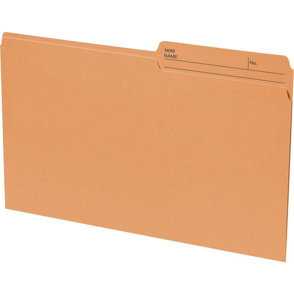 Continental 1/2 Tab Cut Legal Recycled Top Tab File Folder - 8 1/2" (215.90 mm) x 14" (355.60 mm) - 10.5 pt. (3.70 mm) - Orange - Eco-friendly, Reversible, Fade Resistant, Acid-free - 100% Recycled - 100 / Box