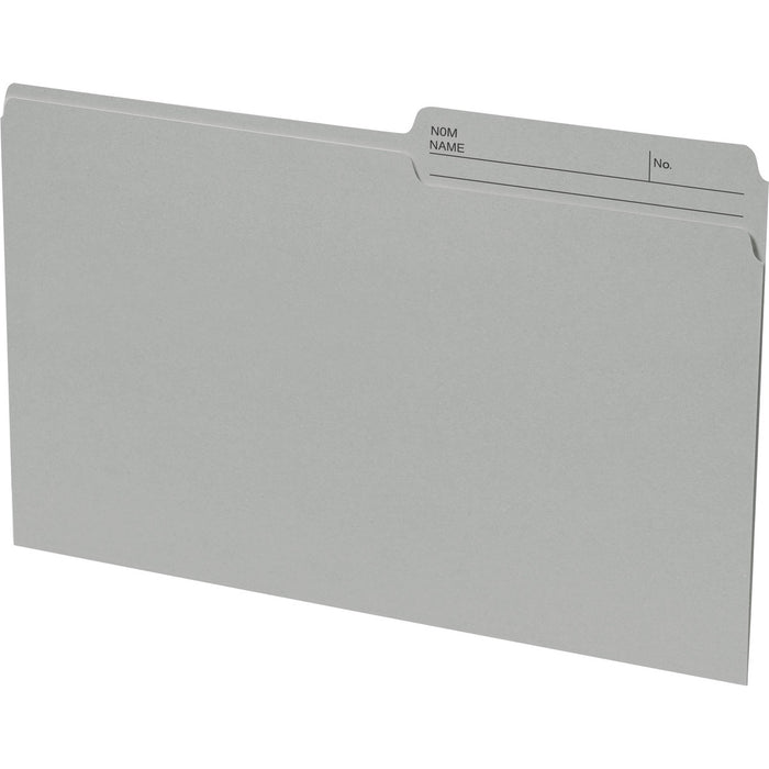Continental 1/2 Tab Cut Legal Organizer Folder - 8 1/2" (215.90 mm) x 14" (355.60 mm) - 10.5 pt. (3.70 mm) - Gray - Eco-friendly, Reversible, Acid-free - 100 / Box