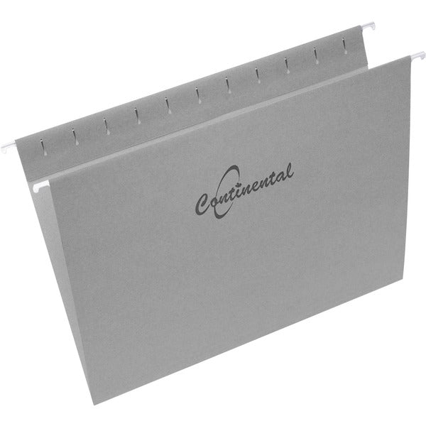 Continental Letter Recycled Hanging Folder - 8 1/2" (215.90 mm) x 11" (279.40 mm) - 11 pt. (3.87 mm) - Gray - Acid-free, Reinforced, Oxidation Resistant, Char Resistant, Odorless, Flexible - 100% Fiber Recycled - 25 / Box