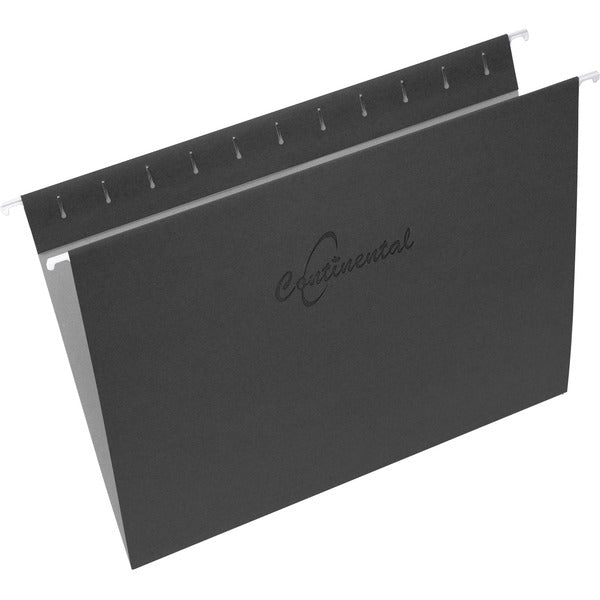 Continental Letter Recycled Hanging Folder - 8 1/2" (215.90 mm) x 11" (279.40 mm) - 11 pt. (3.87 mm) - Black - Acid-free, Reinforced, Oxidation Resistant, Char Resistant, Odorless, Flexible - 100% Fiber Recycled - 25 / Box