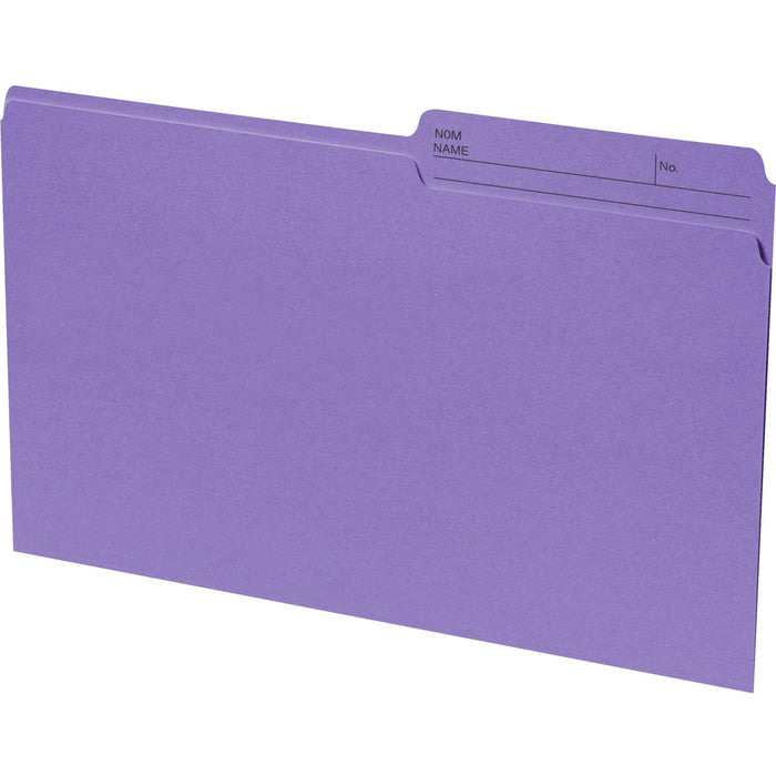 Continental 1/2 Tab Cut Legal Organizer Folder - 8 1/2" (215.90 mm) x 14" (355.60 mm) - 10.5 pt. (3.70 mm) - Violet - Eco-friendly, Reversible, Acid-free - 100 / Box