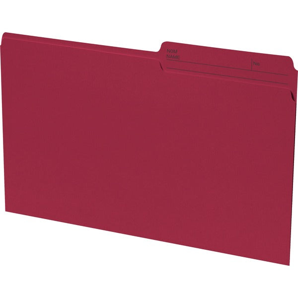 Continental 1/2 Tab Cut Legal Organizer Folder - 8 1/2" (215.90 mm) x 14" (355.60 mm) - 10.5 pt. (3.70 mm) - Burgundy - Eco-friendly, Reversible, Acid-free - 100 / Box
