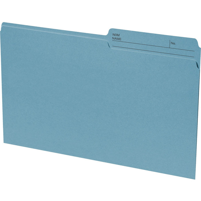 Continental 1/2 Tab Cut Legal Organizer Folder - 8 1/2" (215.90 mm) x 14" (355.60 mm) - 10.5 pt. (3.70 mm) - Teal - Eco-friendly, Reversible, Acid-free - 100 / Box