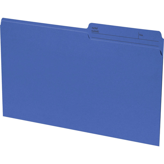 Continental 1/2 Tab Cut Legal Organizer Folder - 8 1/2" (215.90 mm) x 14" (355.60 mm) - 10.5 pt. (3.70 mm) - Navy - Eco-friendly, Reversible, Acid-free - 100 / Box