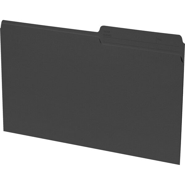 Continental 1/2 Tab Cut Legal Organizer Folder - 8 1/2" (215.90 mm) x 14" (355.60 mm) - 10.5 pt. (3.70 mm) - Black - Eco-friendly, Reversible, Acid-free - 100 / Box