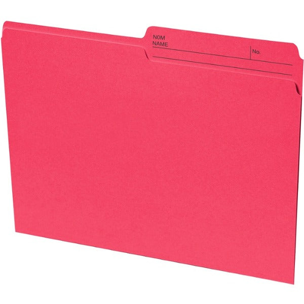 Continental 1/2 Tab Cut Letter Recycled Top Tab File Folder - 8 1/2" (215.90 mm) x 11" (279.40 mm) - 10.5 pt. (3.70 mm) - Red - 100% Recycled - 100 / Box