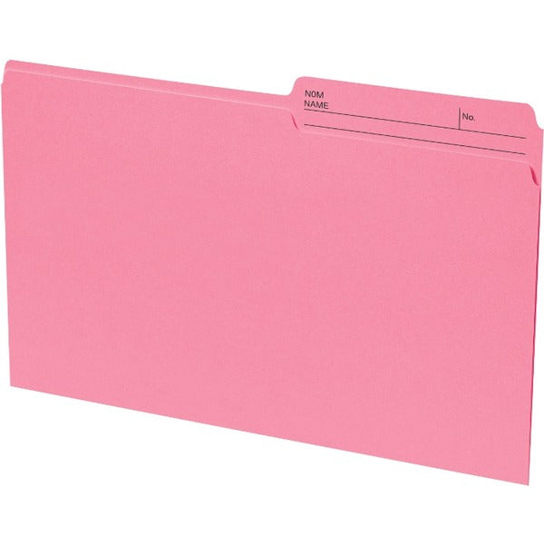 Continental 1/2 Tab Cut Letter Recycled Top Tab File Folder - 8 1/2" (215.90 mm) x 11" (279.40 mm) - Pink - 100% Recycled - 100 / Box