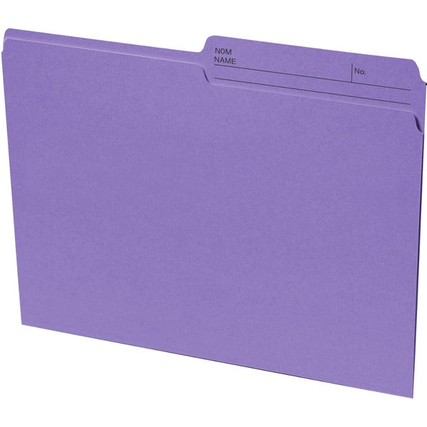 Continental 1/2 Tab Cut Letter Recycled Top Tab File Folder - 8 1/2" (215.90 mm) x 11" (279.40 mm) - 10.5 pt. (3.70 mm) - Violet - 100% Recycled - 100 / Box