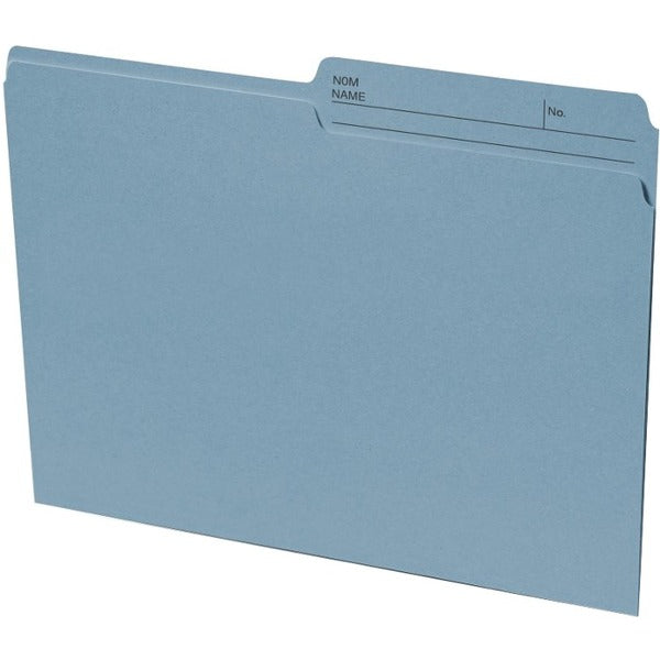 Continental 1/2 Tab Cut Letter Recycled Top Tab File Folder - 8 1/2" x 11" - Teal - 100% Recycled - 100 / Box