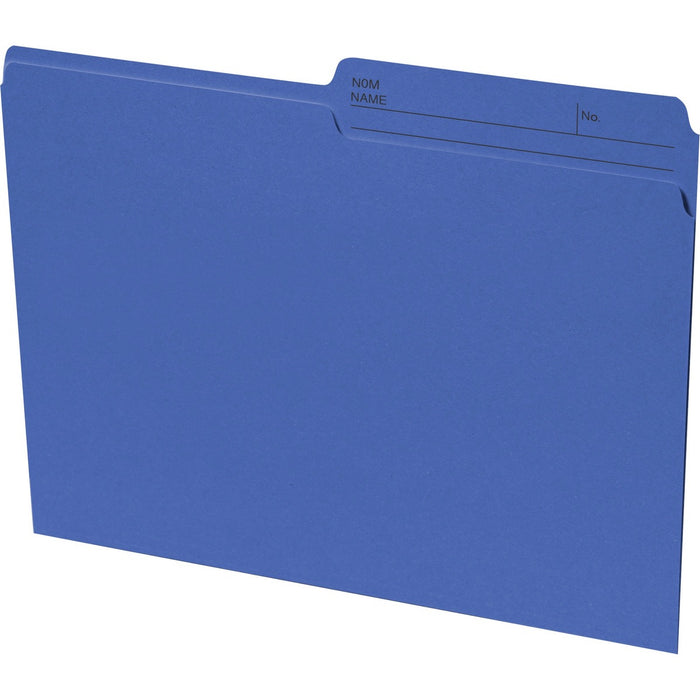 Continental 1/2 Tab Cut Letter Recycled Top Tab File Folder - 8 1/2" (215.90 mm) x 11" (279.40 mm) - 10.5 pt. (3.70 mm) - Navy - Eco-friendly, Reversible, Fade Resistant, Acid-free - 100% Recycled - 100 / Box
