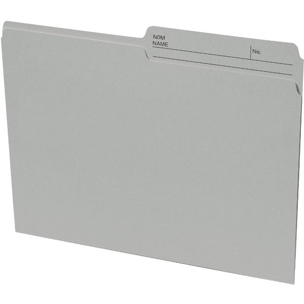 Continental 1/2 Tab Cut Letter Recycled Top Tab File Folder - 8 1/2" (215.90 mm) x 11" (279.40 mm) - Gray - 100% Recycled - 100 / Box
