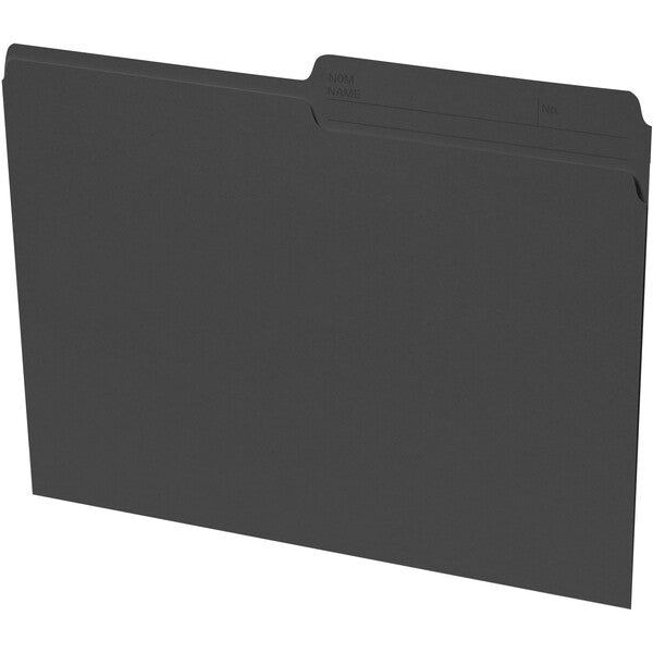 Continental 1/2 Tab Cut Letter Recycled Top Tab File Folder - 8 1/2" (215.90 mm) x 11" (279.40 mm) - 10.5 pt. (3.70 mm) - Black - Eco-friendly, Reversible, Fade Resistant, Acid-free - 100% Recycled - 100 / Box