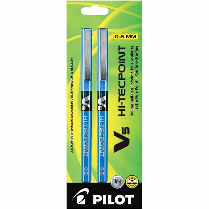 Pilot Hi-Tecpoint V5 Rollerball Pen - Blue Ink - Liquid - Tungsten Carbide Tip - 2 / Pack