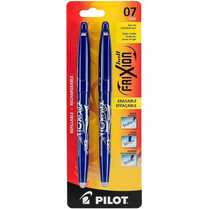Pilot FriXion Ball - Gel Ink Rollerball pen - Blue - Medium Tip - Refillable - Erasable - Blue Ink - Liquid Gel Ink - 2 / Pack