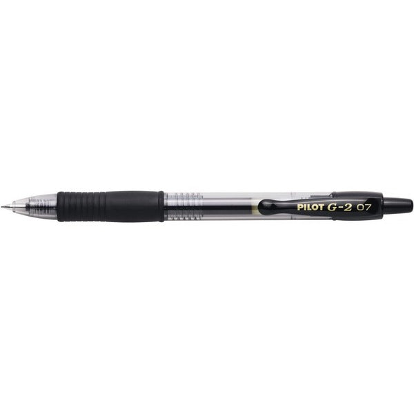 Pilot G-2 - Gel Ink Rollerball pen - Black - Medium Tip - 0.7 mm (0.03") Medium Pen Point - Refillable - Retractable - Black Ink - Liquid Gel Ink - Tungsten Carbide Tip - 2 / Pack