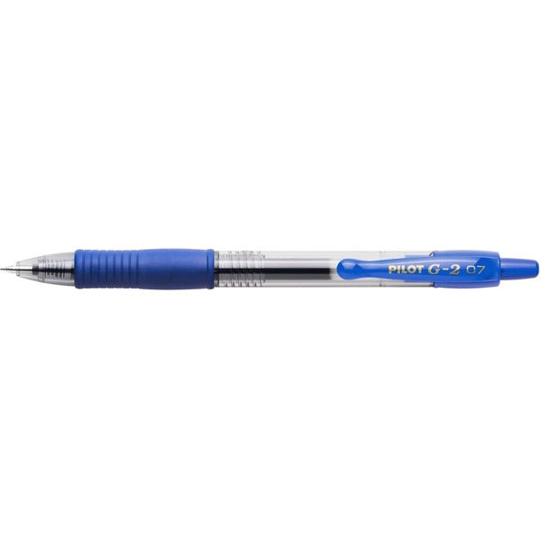 Pilot G-2 - Gel Ink Rollerball pen - Blue - Medium Tip - 0.7 mm (0.03") Medium Pen Point - Refillable - Retractable - Blue Ink - Liquid Gel Ink - Tungsten Carbide Tip - 2 / Pack