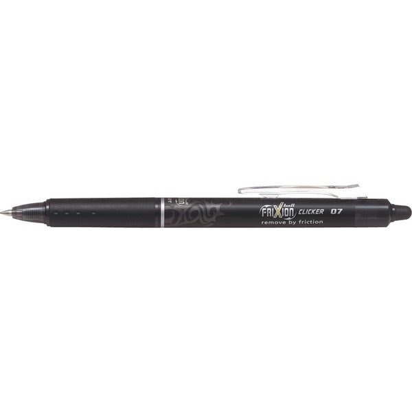 Pilot FriXion Ball Clicker 0.7 - Gel Ink Rollerball pen - Black - Medium Tip - 0.7 mm (0.03") Medium Pen Point - Refillable - Retractable - Erasable - Black Ink - Liquid Gel Ink - 2 / Pack