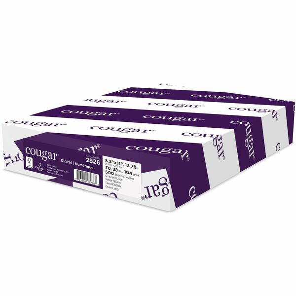 Domtar Cougar Copy & Multipurpose Paper - 98 Brightness - Letter - 8 1/2" (215.90 mm) x 11" (279.40 mm) - 28 lb (12700.59 g) Basis Weight - Smooth - 500 / Pack