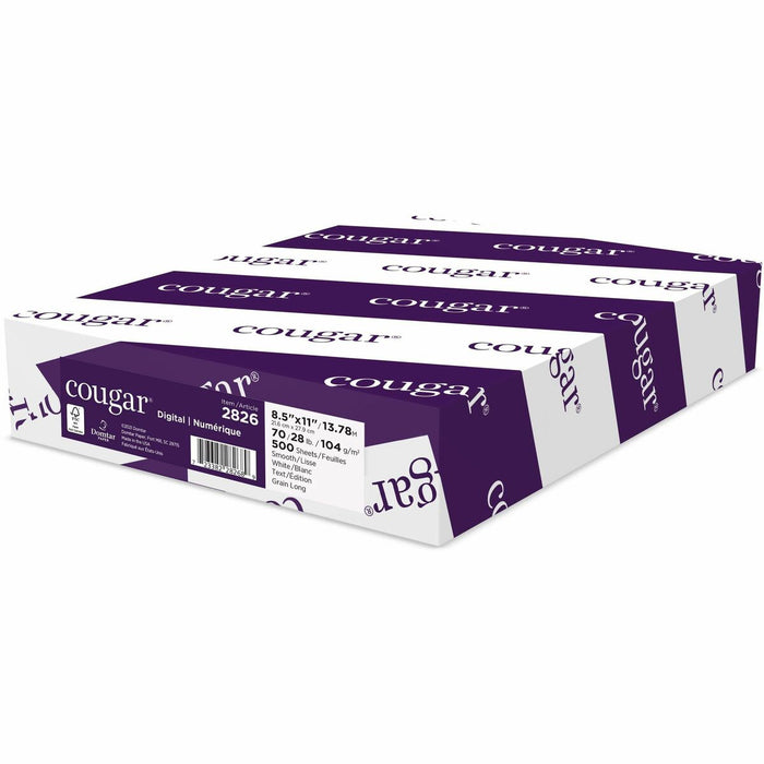 Domtar Cougar Copy & Multipurpose Paper - 98 Brightness - Letter - 8 1/2" (215.90 mm) x 11" (279.40 mm) - 28 lb (12700.59 g) Basis Weight - Smooth - 500 / Pack