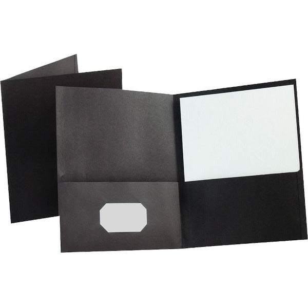 Oxford Letter Recycled Portfolio - 8 1/2" (215.90 mm) x 11" (279.40 mm) - 100 Sheets Capacity - 2 Internal Pocket - Black - Acid-free, Reinforced, Die-cut - 1 / Each