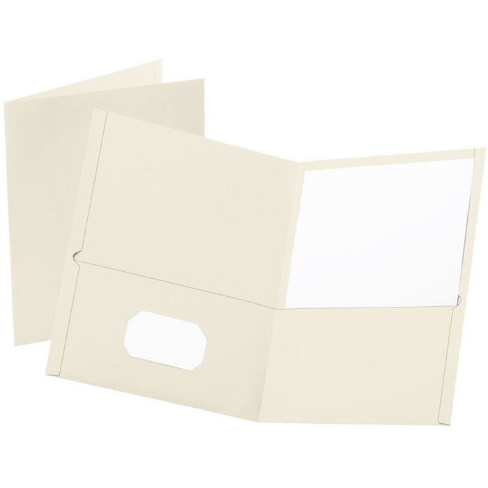 Oxford Letter Yes Portfolio - 8 1/2" (215.90 mm) x 11" (279.40 mm) - 100 Sheets Capacity - 2 Internal Pocket - White - Acid-free, Reinforced, Die-cut - 1 / Each