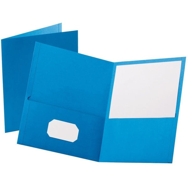 Oxford Letter Recycled Portfolio - 8 1/2" (215.90 mm) x 11" (279.40 mm) - 100 Sheets Capacity - 2 Internal Pocket(s) - Light Blue - 1 / Each