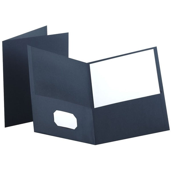 Oxford Letter Recycled Portfolio - 8 1/2" x 11" - 100 Sheet Capacity - 2 Internal Pocket(s) - Dark Blue - 1 Each