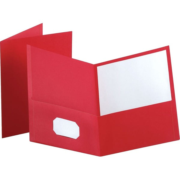 Oxford Letter Recycled Portfolio - 8 1/2" (215.90 mm) x 11" (279.40 mm) - 100 Sheets Capacity - 2 Internal Pocket - Red - Acid-free, Reinforced, Die-cut, Tear Resistant - 1 / Each
