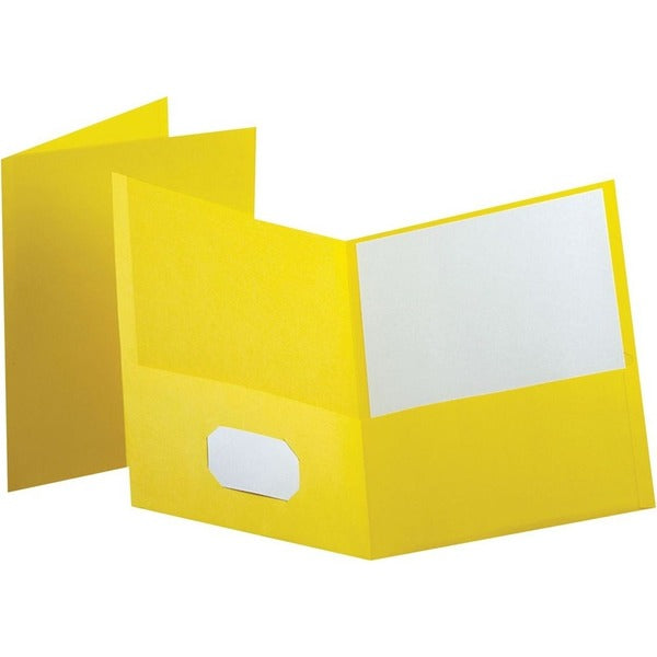 Oxford Letter Recycled Portfolio - 8 1/2" (215.90 mm) x 11" (279.40 mm) - 100 Sheets Capacity - 2 Internal Pocket - Yellow - Acid-free, Reinforced, Die-cut - 1 / Each