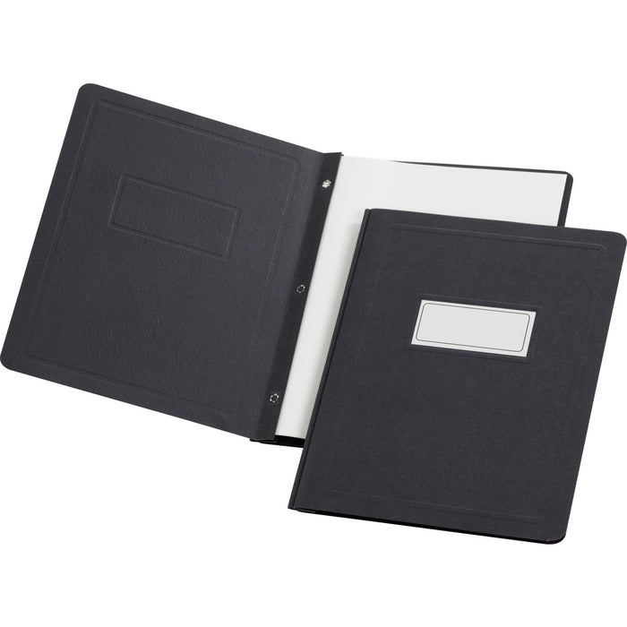 Oxford Letter Yes Report Cover - 8 1/2" (215.90 mm) x 11" (279.40 mm) - 100 Sheets Capacity - 3 x Double Tang Fastener - Black - Embossed - 25 / Box