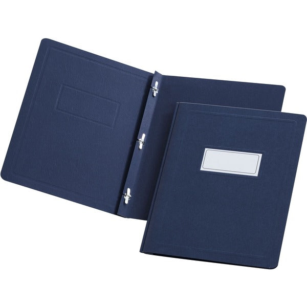 Oxford Letter Recycled Report Cover - 8 1/2" (215.90 mm) x 11" (279.40 mm) - 100 Sheets Capacity - 3 x Double Tang Fastener(s) - Dark Blue - Embossed - 25 / Box