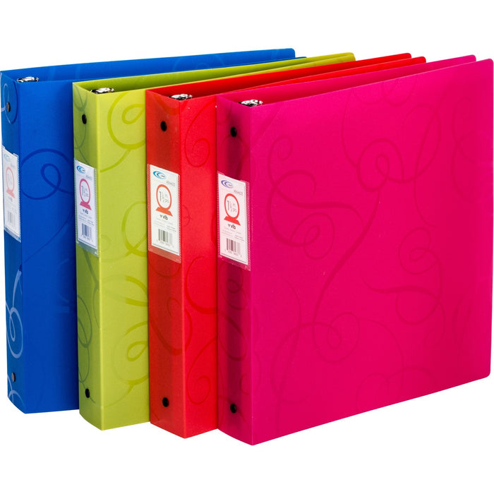 VLB Swirl Binders - 1" (25.40 mm) Binder Capacity - 1" (25.40 mm) Ring - Pocket: Internal - Polypropylene - Assorted - Spine Label - 1 Each