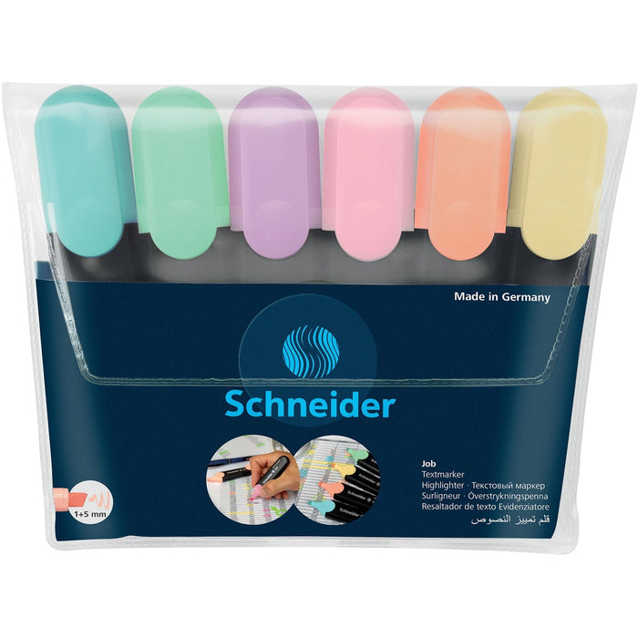 Schneider Job Pastel Highlighters Chisel Tip Assorted Colours 6/pkg - Assorted Pastel Ink - 6 / Pack