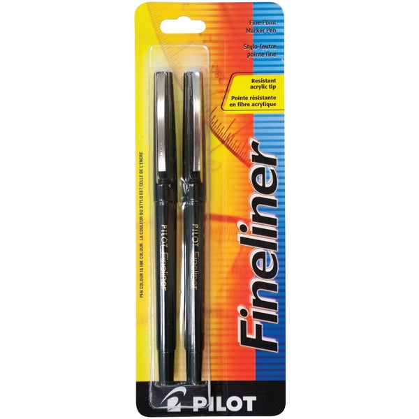 Pilot Fineliner Markers 0.4 mm Black 2/pkg - Black Ink - Plastic Tip - 2 / Pack