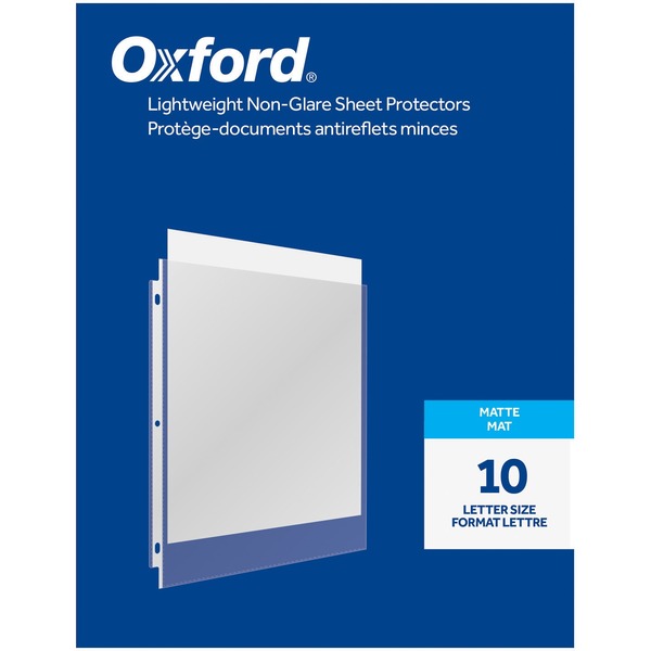Oxford Sheet Protector - 2 mil (0.05 mm) Thickness - For Letter 8 1/2" (215.90 mm) x 11" (279.40 mm) Sheet - 3 x Holes - Ring Binder - Top Loading - Clear - Polypropylene - 10 / Pack
