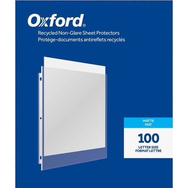 Oxford Sheet Protector - 2 mil (0.05 mm) Thickness - For Letter 8 1/2" (215.90 mm) x 11" (279.40 mm) Sheet - 3 x Holes - Top Loading - Clear - Polypropylene - 100 / Box