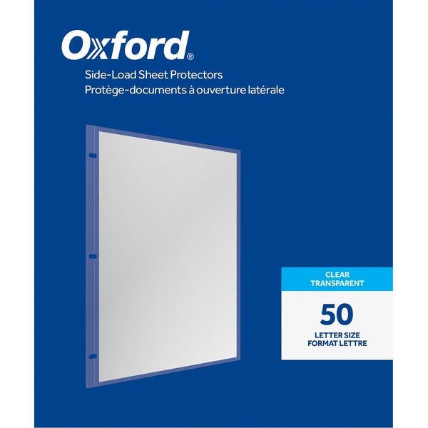 Oxford Sheet Protector - 2.4 mil (0.06 mm) Thickness - For Letter 8 1/2" (215.90 mm) x 11" (279.40 mm) Sheet - 3 x Holes - Ring Binder - Side Loading - Clear - Polypropylene - 50 / Box