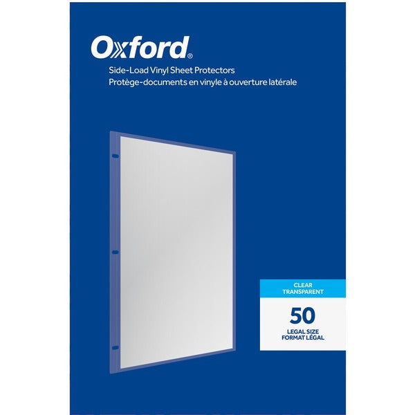 Oxford Sheet Protector - 4 mil (0.10 mm) Thickness - For Legal 8 1/2" (215.90 mm) x 14" (355.60 mm) Sheet - 3 x Holes - Ring Binder - Side Loading - Clear - Vinyl - 50 / Box