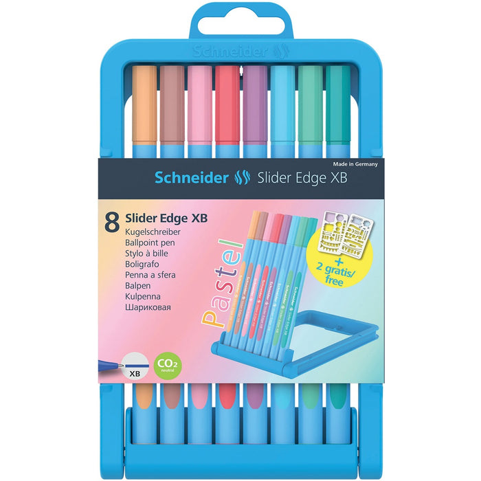 Schneider Edge Pastel Ball Point Pens Assorted Colours 8/pkg - Assorted Ink - Rubberized Barrel - 8 / Pack