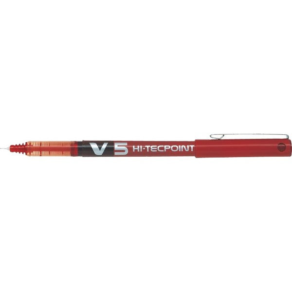 Pilot Hi-Tecpoint V5 Rollerball Pen - 0.5 mm (0.02") Pen Point - Refillable - Retractable - Red Ink - Liquid - Tungsten Carbide Tip - 2 / Pack