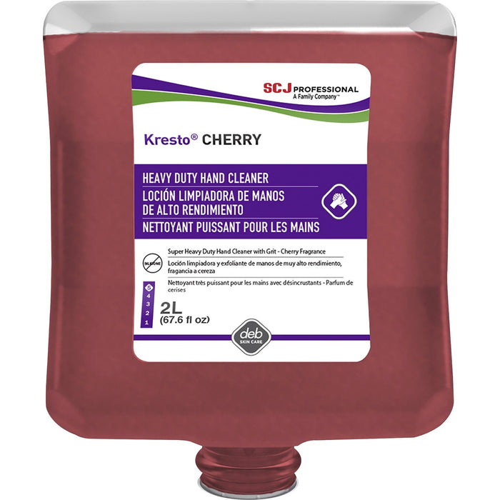 SC Johnson Kresto Cherry Hand Cleaner - Cherry Scent - 2 L - Soil Remover, Oil Remover, Grease Remover, Carbon Remover, Odor Remover, Petroleum - Industrial, Automotive - Red - Heavy Duty, Silicone-free - 4 / Carton