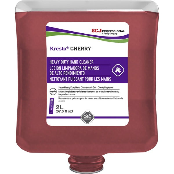 SC Johnson Kresto Cherry Hand Cleaner - Cherry Scent - 2 L - Soil Remover, Oil Remover, Grease Remover, Carbon Remover, Odor Remover, Petroleum - Industrial, Automotive - Red - Heavy Duty, Silicone-free - 4 / Carton