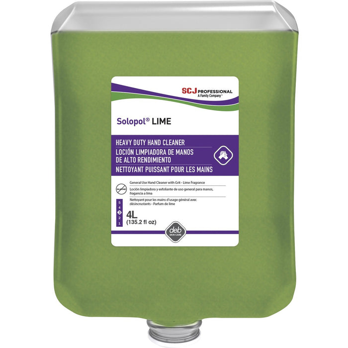 SC Johnson Dispenser Refill Hand Soap Cartridge - Lime Scent - 4 L - Soil Remover, Dirt Remover, Grime Remover, Oil Remover, Grease Remover - Industrial - Moisturizing - Green - No - Heavy Duty, Fast Acting, Non-abrasive, Solvent-free, Biodegradable, Sili